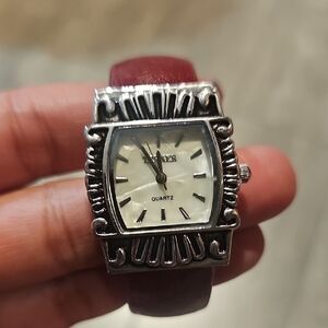 Silver and Red Quartz Watch